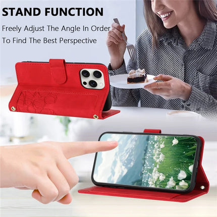 For iPhone 16 Pro Case Tulip Leather Phone Cover with 5 Card Slots Wallet