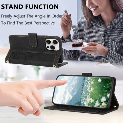 For iPhone 16 Pro Max Case Tulip Leather Phone Cover with 5 Card Slots Wallet
