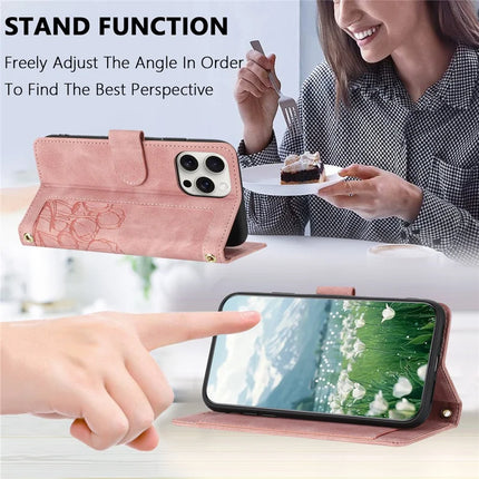 For iPhone 16 Pro Max Case Tulip Leather Phone Cover with 5 Card Slots Wallet