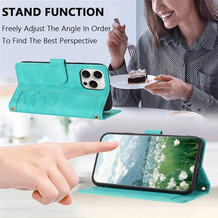 For iPhone 16 Pro Max Case Tulip Leather Phone Cover with 5 Card Slots Wallet