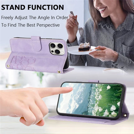 For iPhone 16 Pro Max Case Tulip Leather Phone Cover with 5 Card Slots Wallet
