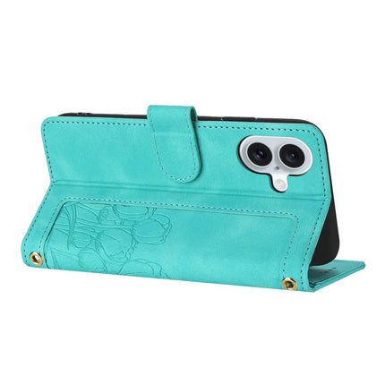 For iPhone 16 Case Tulip Leather Phone Cover with 5 Card Slots Wallet