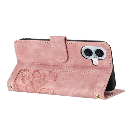 For iPhone 16 Plus Case Tulip Leather Phone Cover with 5 Card Slots Wallet