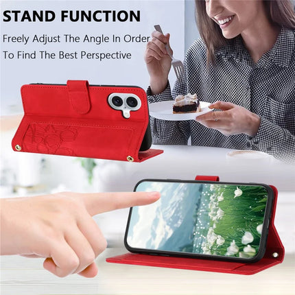 For iPhone 16 Plus Case Tulip Leather Phone Cover with 5 Card Slots Wallet