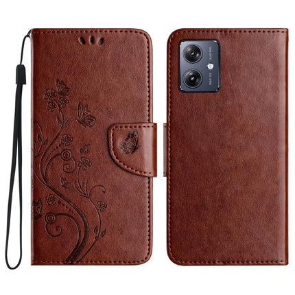 For Samsung Galaxy A06 Case Imprinted Mini Butterfly Leather Wallet Phone Cover - Brown