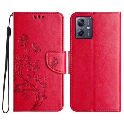 For Samsung Galaxy A06 Case Imprinted Mini Butterfly Leather Wallet Phone Cover - Red