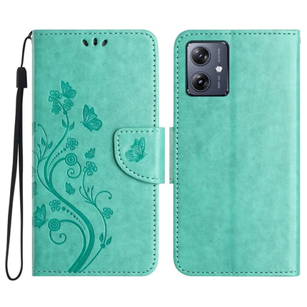 For Samsung Galaxy A06 Case Imprinted Mini Butterfly Leather Wallet Phone Cover - Green