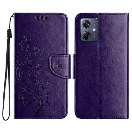 For Samsung Galaxy A06 Case Imprinted Mini Butterfly Leather Wallet Phone Cover - Dark Purple