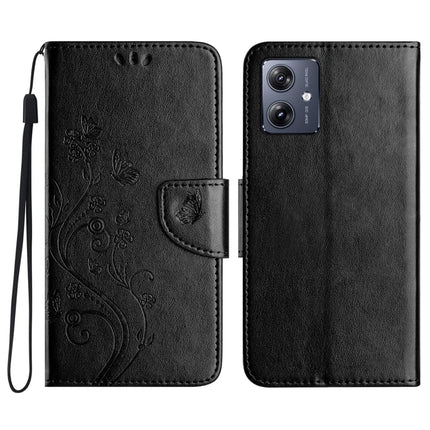 For Samsung Galaxy A06 Case Imprinted Mini Butterfly Leather Wallet Phone Cover - Black