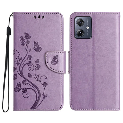 For Samsung Galaxy A06 Case Imprinted Mini Butterfly Leather Wallet Phone Cover - Purple