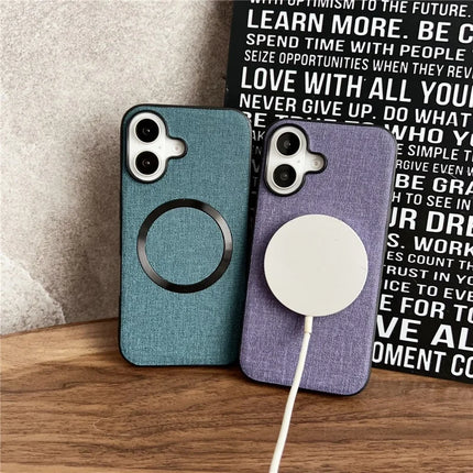 For iPhone 16 Plus Case Drop-Proof TPU+Cloth Back Phone Cover Compatible with MagSafe