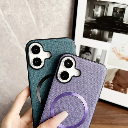 For iPhone 16 Plus Case Drop-Proof TPU+Cloth Back Phone Cover Compatible with MagSafe
