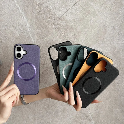 For iPhone 16 Plus Case Drop-Proof TPU+Cloth Back Phone Cover Compatible with MagSafe