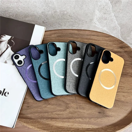 For iPhone 16 Plus Case Drop-Proof TPU+Cloth Back Phone Cover Compatible with MagSafe