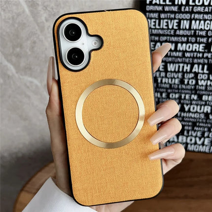 For iPhone 16 Plus Case Drop-Proof TPU+Cloth Back Phone Cover Compatible with MagSafe - Orange