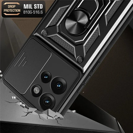 For Motorola Edge 50 5G Case with Slide Camera Lid PC+TPU Kickstand Phone Cover