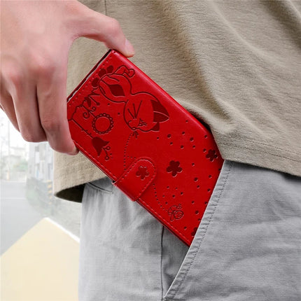 For Motorola Moto G35 5G Case Cat Bee Pattern Leather Phone Cover