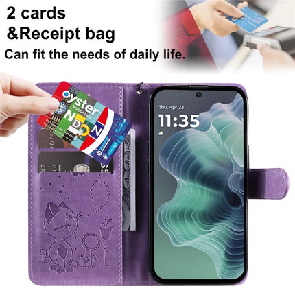 For Motorola Moto G35 5G Case Cat Bee Pattern Leather Phone Cover