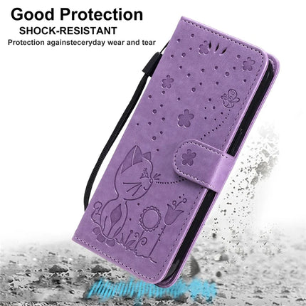 For Motorola Moto G35 5G Case Cat Bee Pattern Leather Phone Cover
