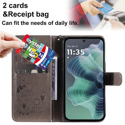 For Motorola Moto G35 5G Case Cat Bee Pattern Leather Phone Cover