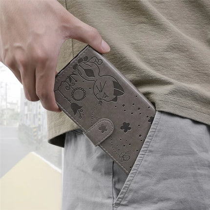 For Motorola Moto G35 5G Case Cat Bee Pattern Leather Phone Cover