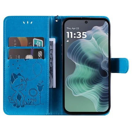 For Motorola Moto G35 5G Case Cat Bee Pattern Leather Phone Cover