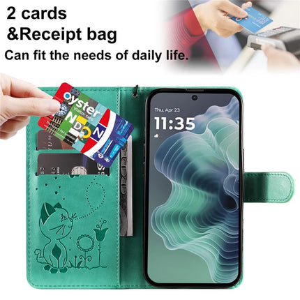 For Motorola Moto G35 5G Case Cat Bee Pattern Leather Phone Cover