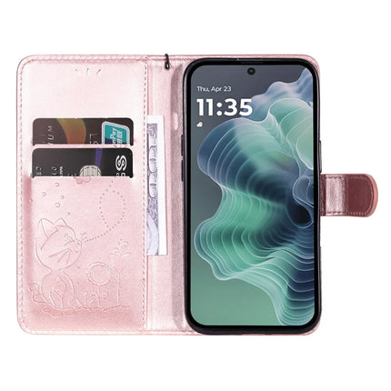 For Motorola Moto G35 5G Case Cat Bee Pattern Leather Phone Cover