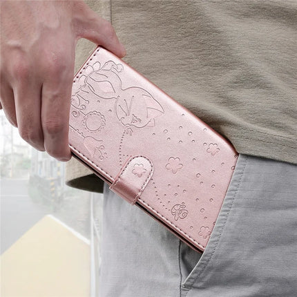 For Motorola Moto G35 5G Case Cat Bee Pattern Leather Phone Cover