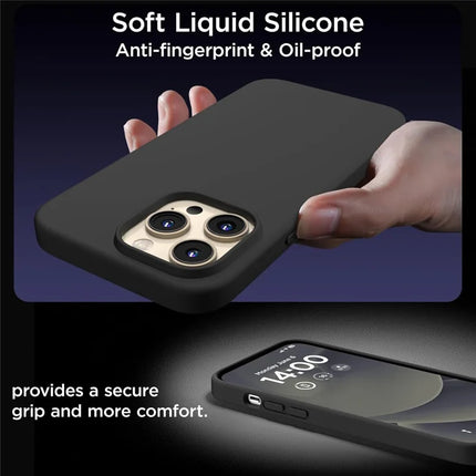For iPhone 13 Pro Max Case Compatible with MagSafe Liquid Silicone Cover with 2 Tempered Glass Screen Films