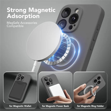 For iPhone 13 Pro Max Case Compatible with MagSafe Liquid Silicone Cover with 2 Tempered Glass Screen Films