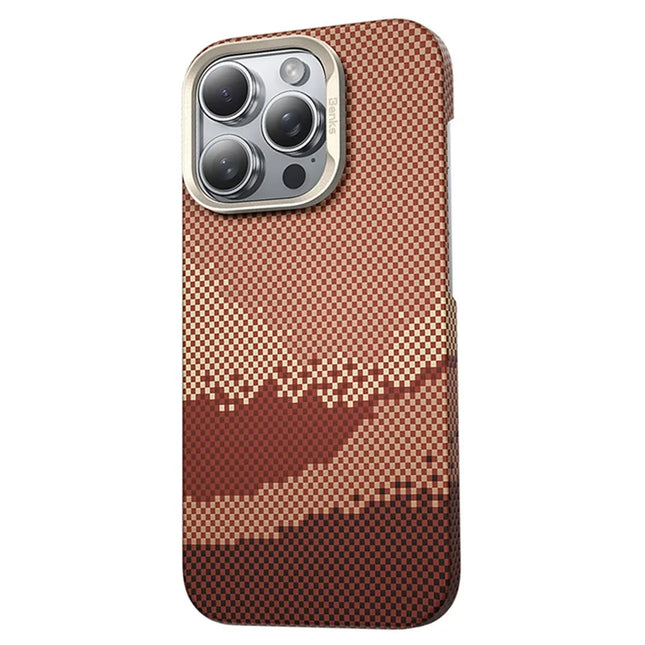 BENKS For iPhone 16 Pro Max Case Compatible with MagSafe Carbon Fiber Texture Aramid Fiber + PC Phone Cover, Gold
