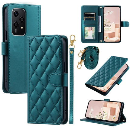 For Honor 200 Lite Wallet Case Rhombus Grid PU Leather Phone Cover - Green
