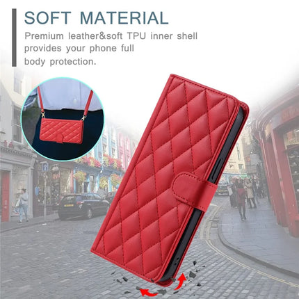 For Samsung Galaxy A06 Wallet Case Rhombus Grid PU Leather Phone Cover