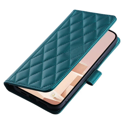For Samsung Galaxy A06 Wallet Case Rhombus Grid PU Leather Phone Cover