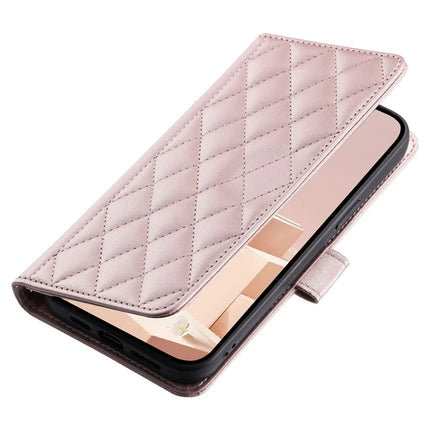 For Samsung Galaxy A06 Wallet Case Rhombus Grid PU Leather Phone Cover