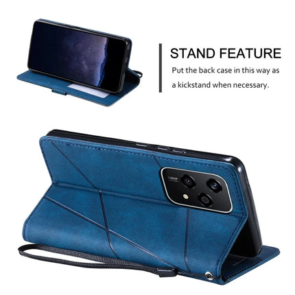 For Honor 200 Lite Case Imprinted Lines PU Leather Splicing Wallet Phone Cover