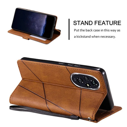 For Honor 200 Pro 5G Case Imprinted Lines PU Leather Splicing Wallet Phone Cover