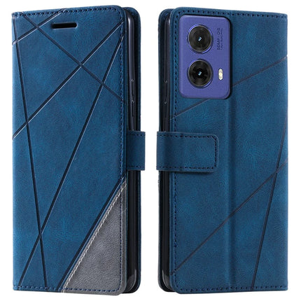 For Motorola Moto G85 5G / S50 Neo 5G Case Imprinted Lines PU Leather Splicing Wallet Phone Cover - Blue