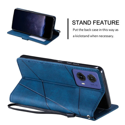 For Motorola Moto G85 5G / S50 Neo 5G Case Imprinted Lines PU Leather Splicing Wallet Phone Cover