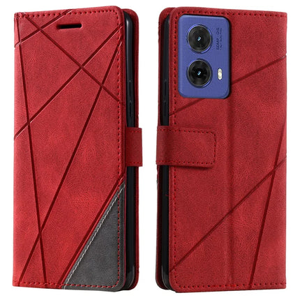 For Motorola Moto G85 5G / S50 Neo 5G Case Imprinted Lines PU Leather Splicing Wallet Phone Cover - Red