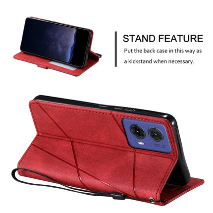 For Motorola Moto G85 5G / S50 Neo 5G Case Imprinted Lines PU Leather Splicing Wallet Phone Cover