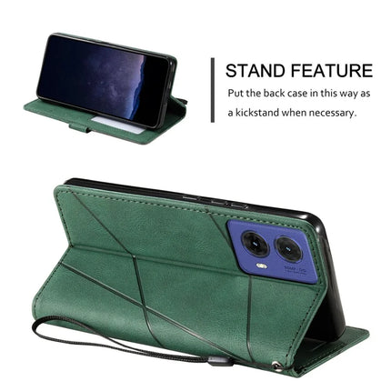 For Motorola Moto G85 5G / S50 Neo 5G Case Imprinted Lines PU Leather Splicing Wallet Phone Cover