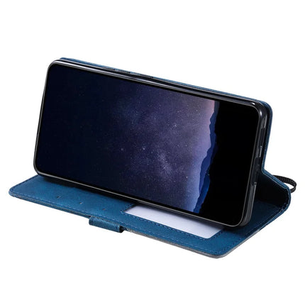 For Oppo Reno12 F 4G Case Imprinted Lines PU Leather Splicing Wallet Phone Cover