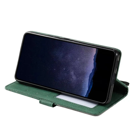 For Oppo Reno12 F 4G Case Imprinted Lines PU Leather Splicing Wallet Phone Cover