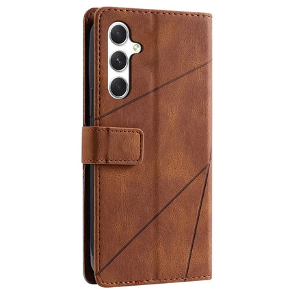 For Samsung Galaxy A16 4G / 5G Case Imprinted Lines PU Leather Splicing Wallet Phone Cover