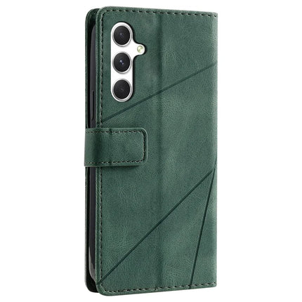 For Samsung Galaxy A16 4G / 5G Case Imprinted Lines PU Leather Splicing Wallet Phone Cover