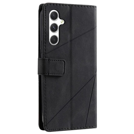 For Samsung Galaxy A16 4G / 5G Case Imprinted Lines PU Leather Splicing Wallet Phone Cover
