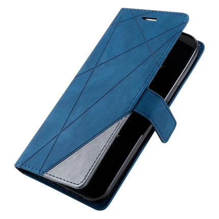 For Samsung Galaxy A06 Case Imprinted Lines PU Leather Splicing Wallet Phone Cover