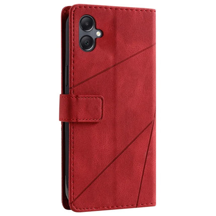 For Samsung Galaxy A06 Case Imprinted Lines PU Leather Splicing Wallet Phone Cover